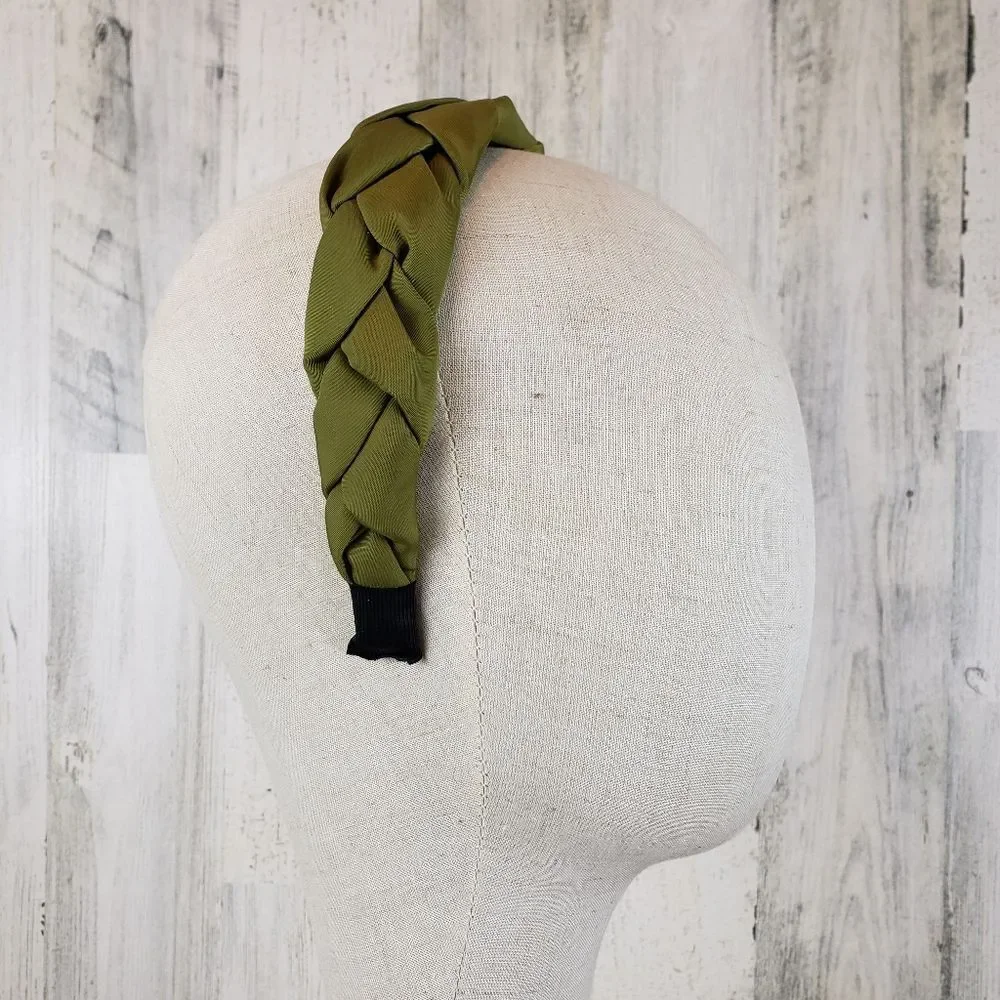 Olive Green Woven Braided Headband